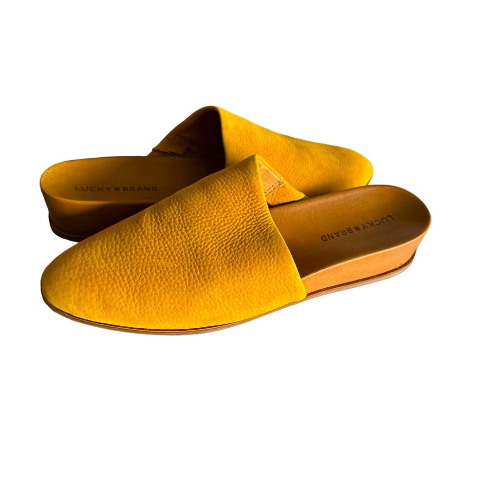 Lucky Brand, Women’s Delsha Golden Yellow Mule, Sz 12
 Leather/Suede